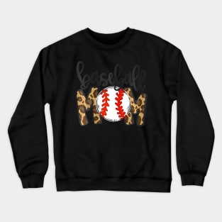 Mothers Day Baseball Mom Leopard Game Day Vibes T Ball Mom Crewneck Sweatshirt